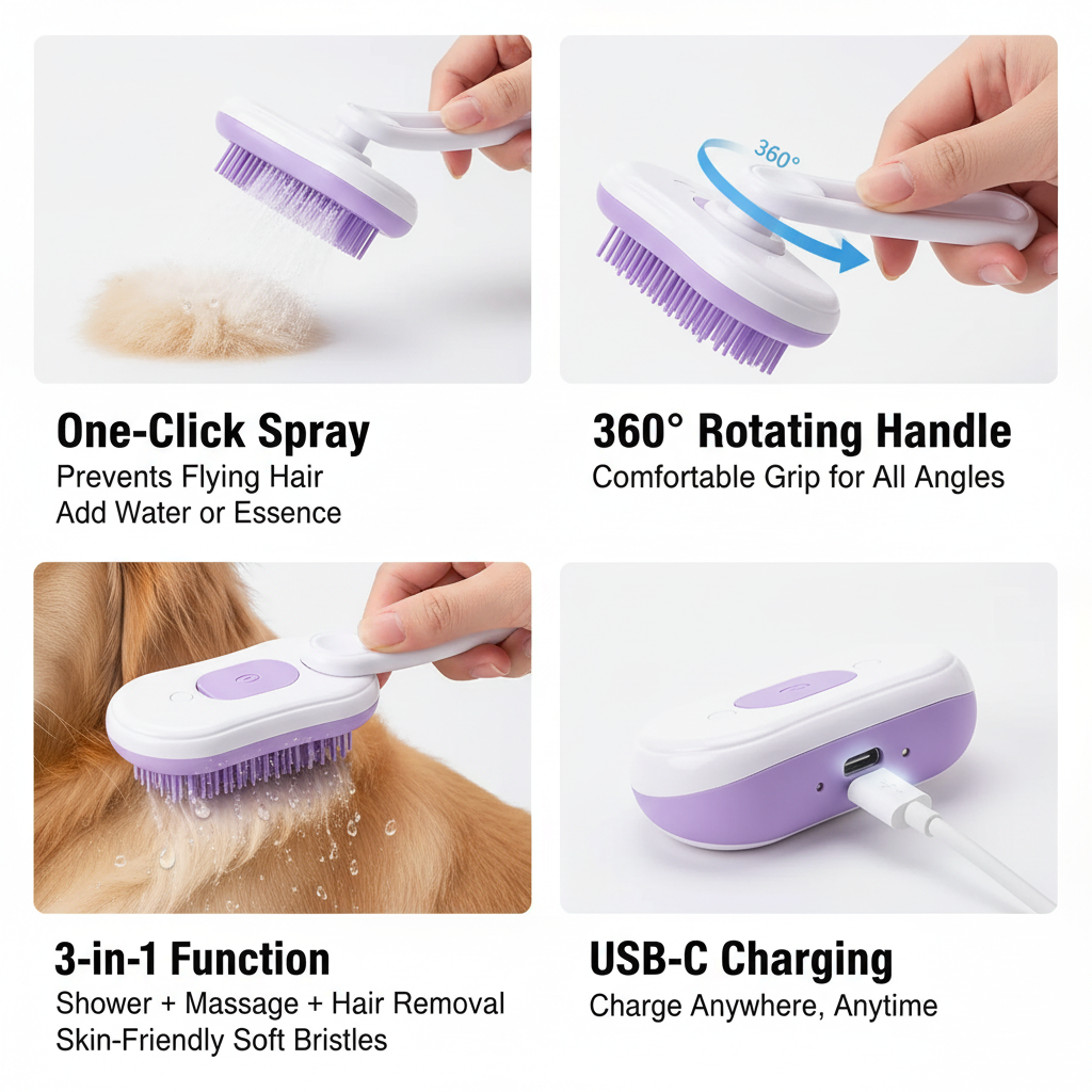 The Pet Lounge™ 3-in-1 Grooming Brush