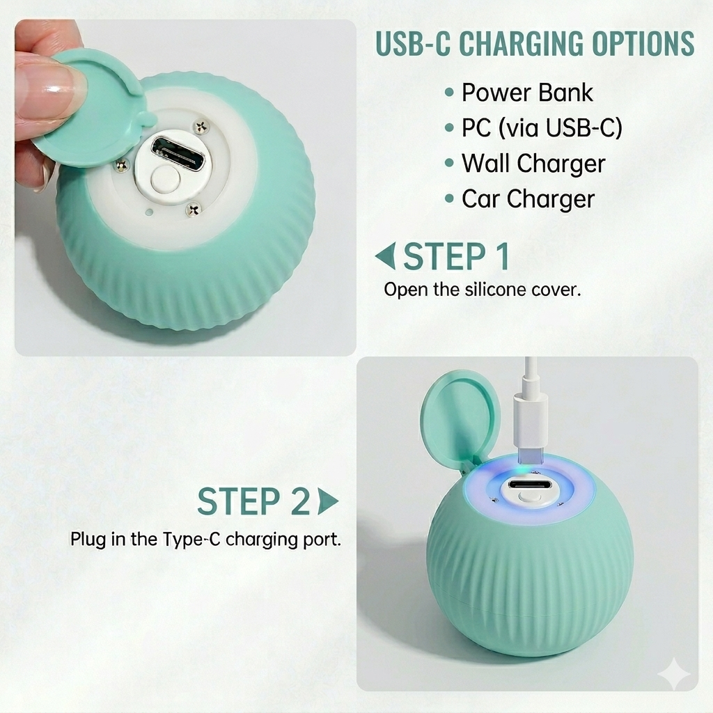 The Pet Lounge™ Smart Roll – The Self-Playing Cat Ball