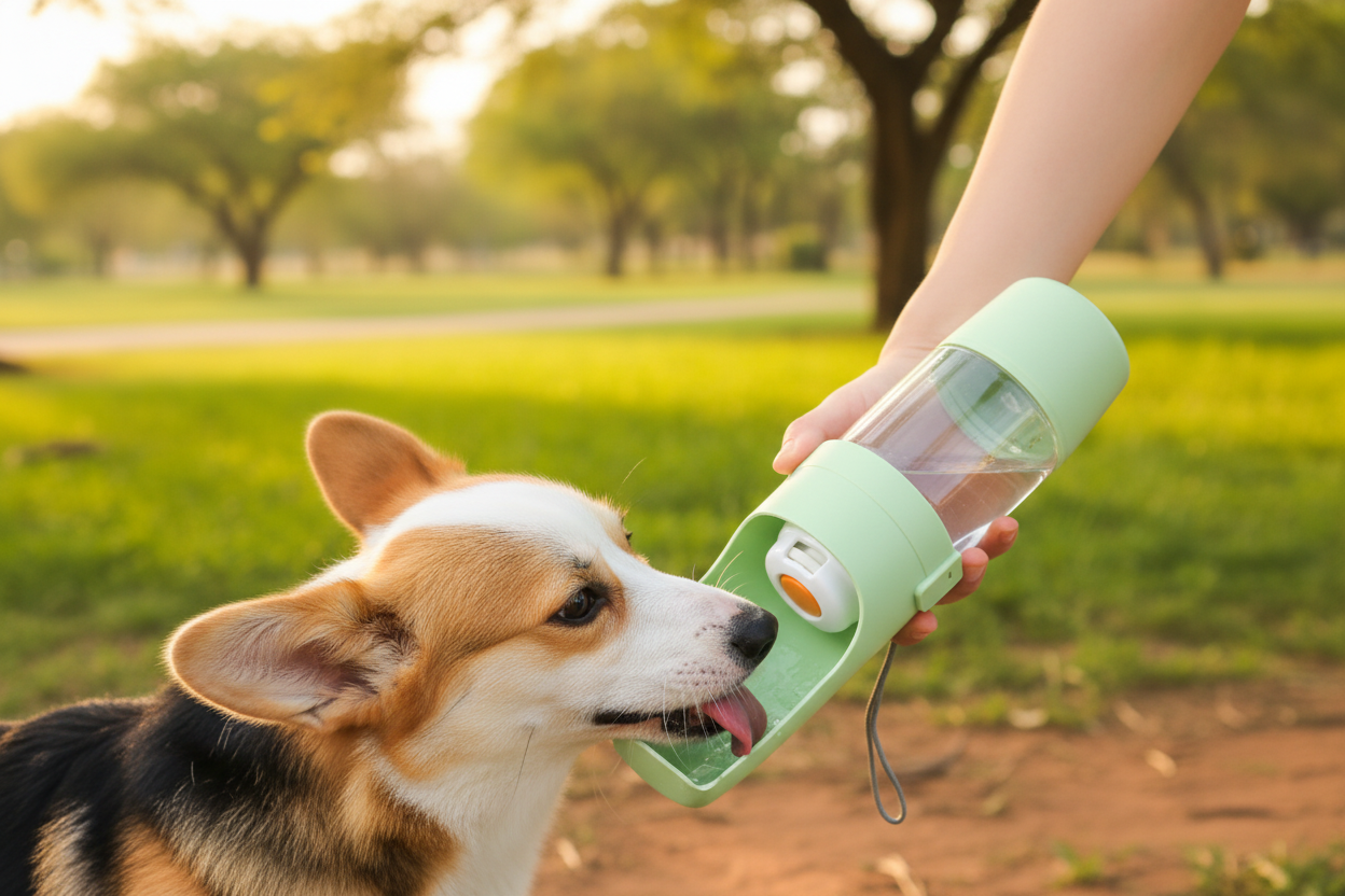 The Pet Lounge™ 2-in-1 Portable Dog Water Bottle & Food Dispenser
